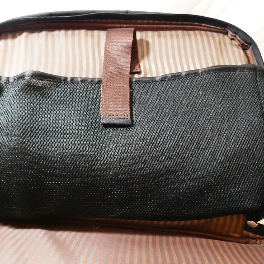 Moonsus Marsus Black Nylon Briefcase Laptop Bag with Padded Shoulder Strap
